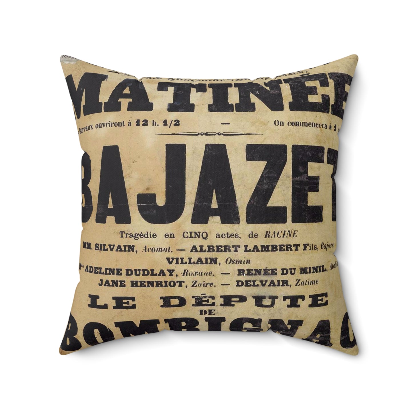 Poster of Bajazet 1900 - A poster advertising a concert in paris Decorative Accent Square Pillow