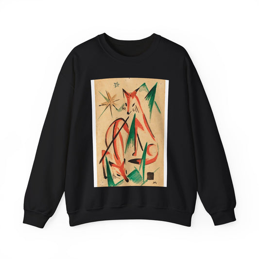 Franz Marc Füchse 1913 - A painting of a fox and a star Black Heavy Blend Adult Crew Neck SweatShirt