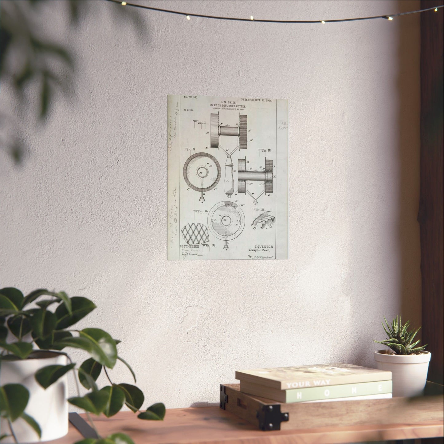 Patent Drawing of Engine - for G. W. Baier's Cake or Doughnut Cutter Public domain  image High Quality Matte Wall Art Poster for Home, Office, Classroom