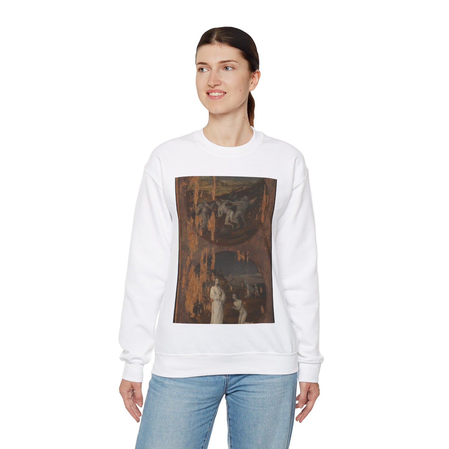 Flood Panels (The Flood – reverse), ca. 1508-1516 White Heavy Blend Adult Crew Neck SweatShirt