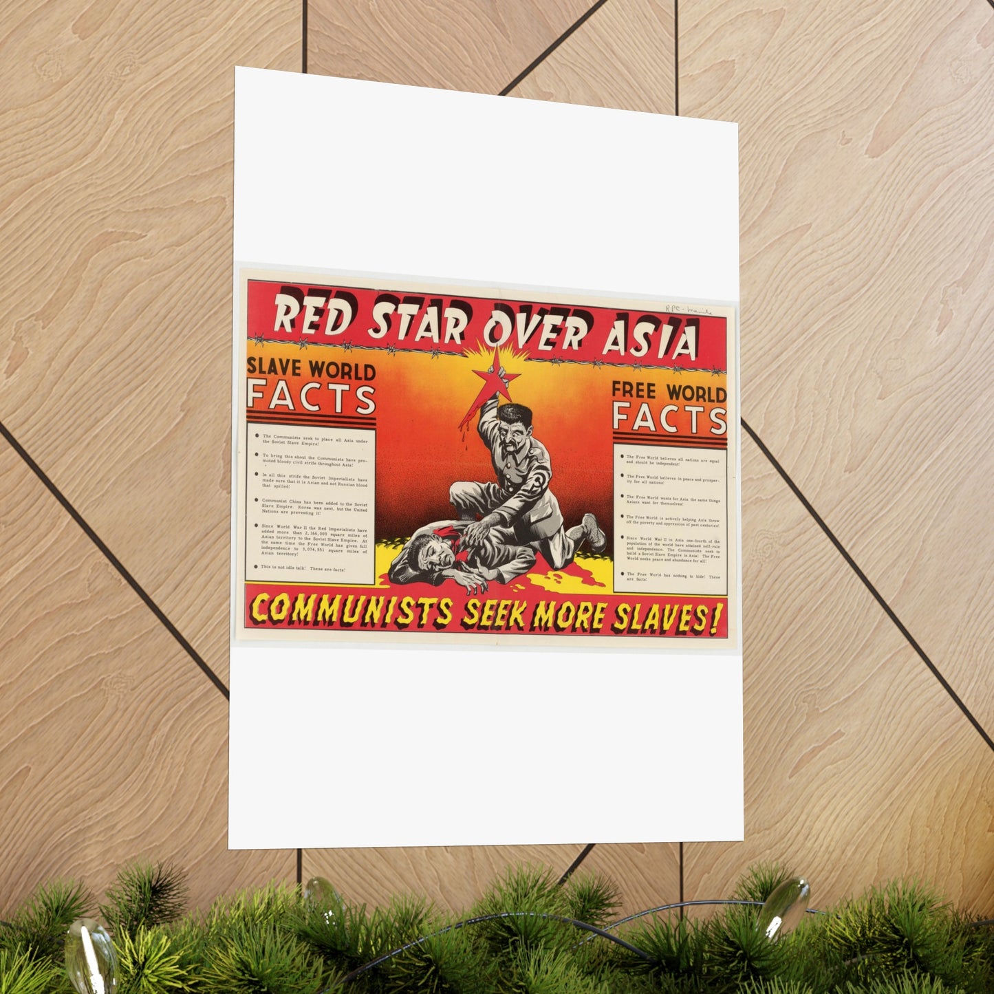 Red Star Over Asia PO-24-E, United States information service propaganda High Quality Matte Wall Art Poster for Home, Office, Classroom