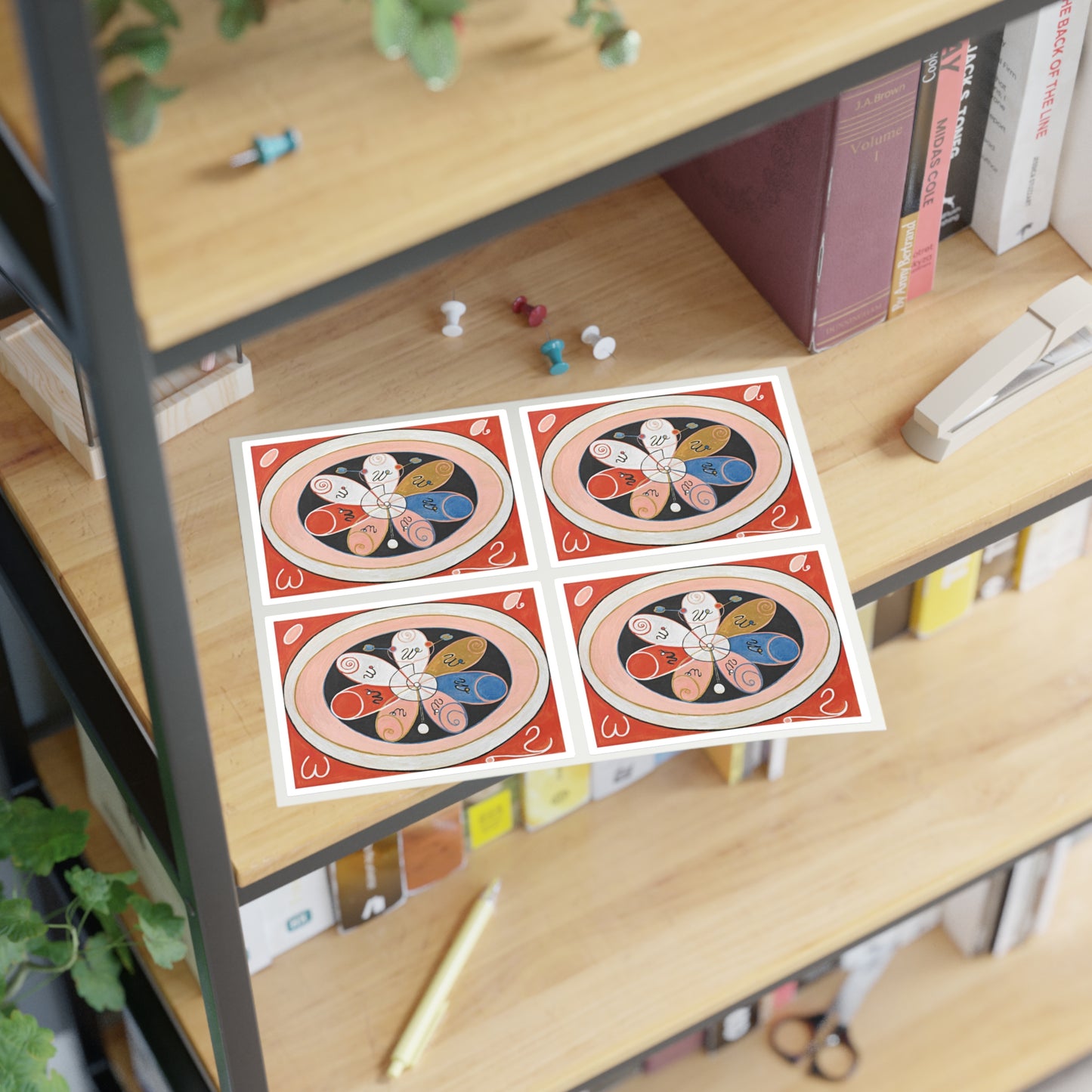 A painting of a colorful flower with writing on it Hilma af Klint - no date - Untitled Laminated UV Protective Vinyl Stickers