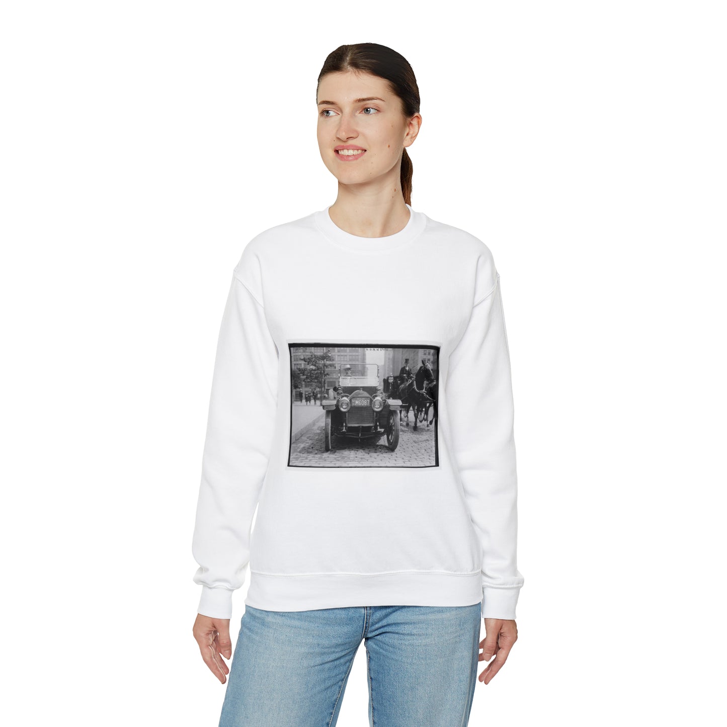 G.G.B. i.e., George Grantham Bain in Stutz White Heavy Blend Adult Crew Neck SweatShirt