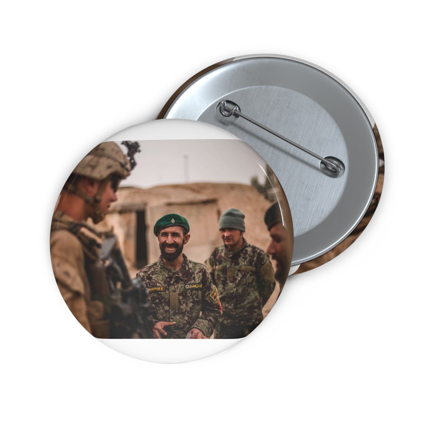 A U.S. Marine with Task Force Southwest (TFSW) converses Pin Buttons with Crisp Design