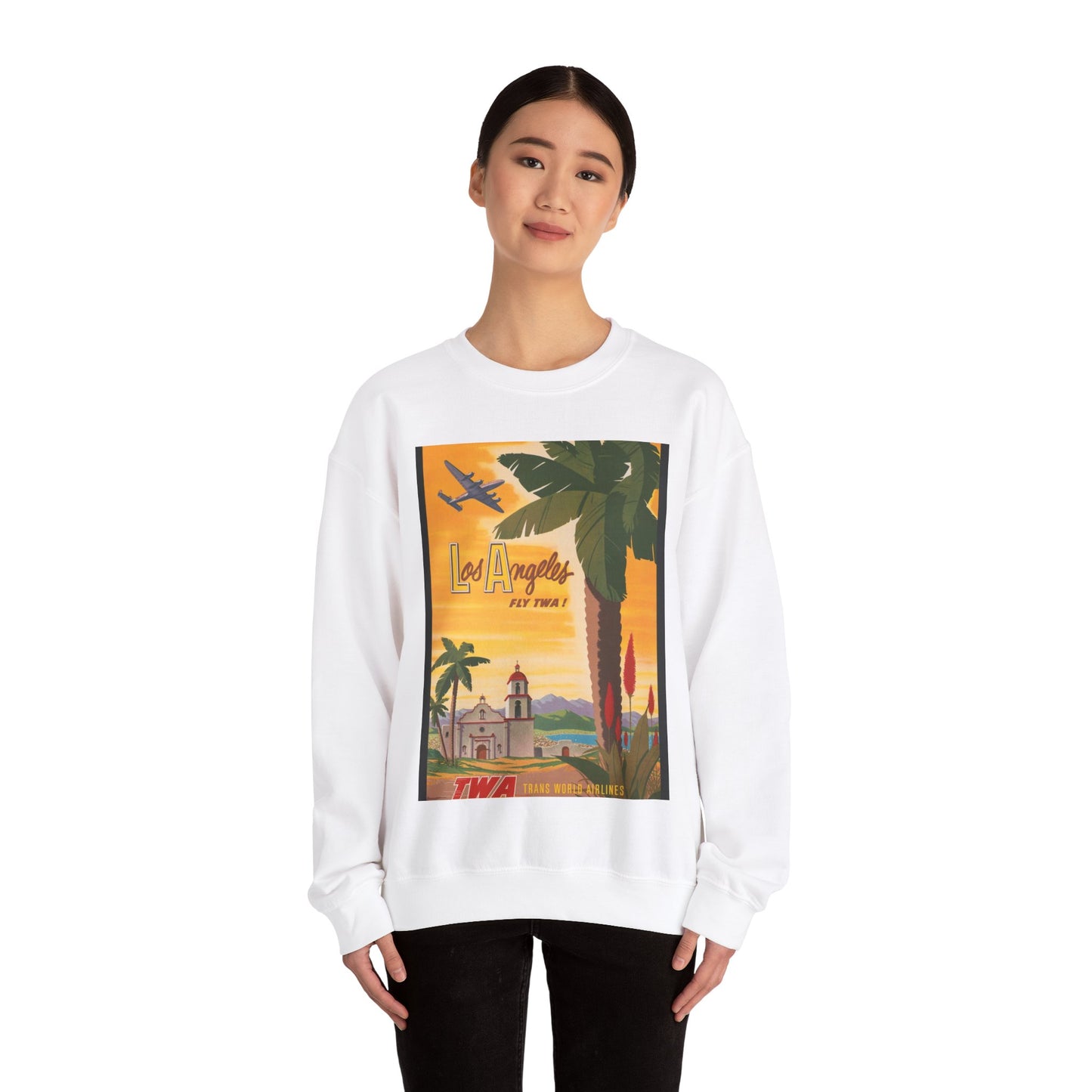 Los Angeles - fly TWA! Bob Smith White Heavy Blend Adult Crew Neck SweatShirt