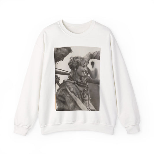 Amelia Earhart Deep Sea Diving off Block Island White Heavy Blend Adult Crew Neck SweatShirt