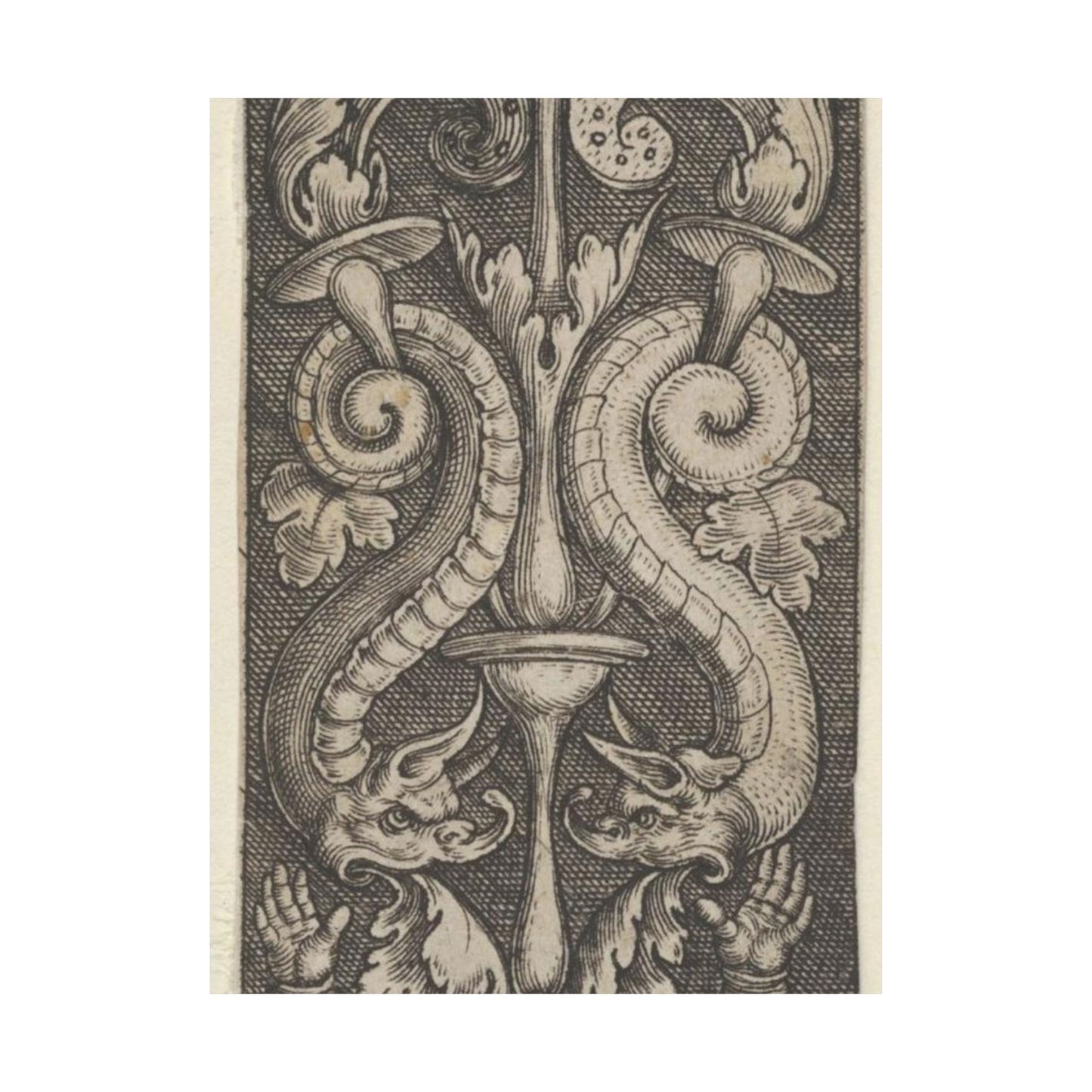 Vertical Panel with a Candelabrum Stemming from a Leaf-Faced Grostesque at Bottom High Quality Matte Wall Art Poster for Home, Office, Classroom