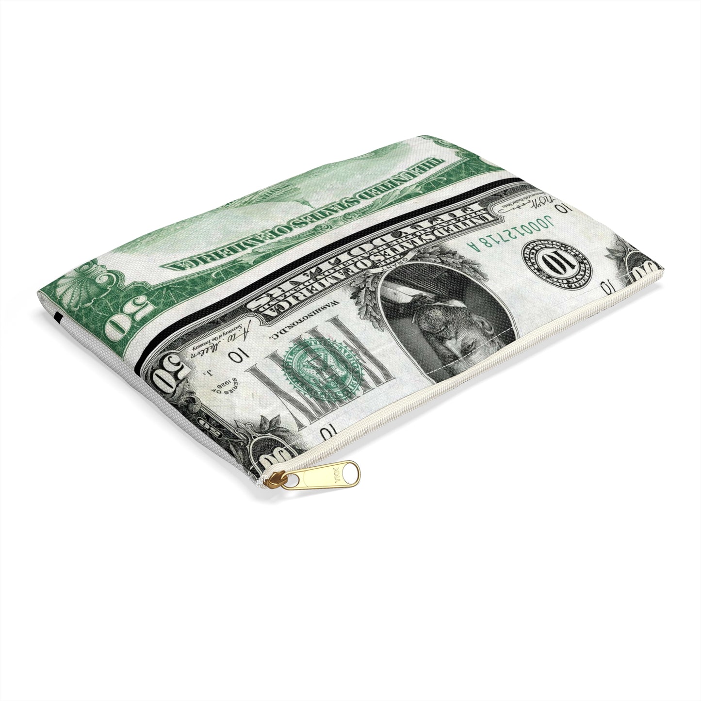 US-$50-FRN-1928-Fr-2100-J - Public domain banknote scan Large Organizer Pouch with Black Zipper