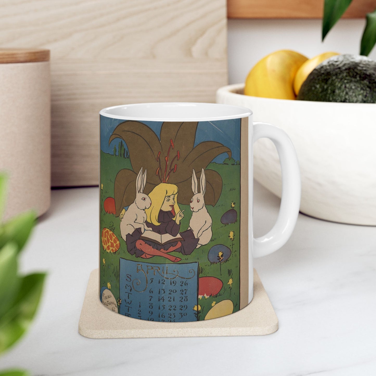April, Art Deco Poster - Public domain dedication image Beautiful Novelty Ceramic Coffee Mug 11oz
