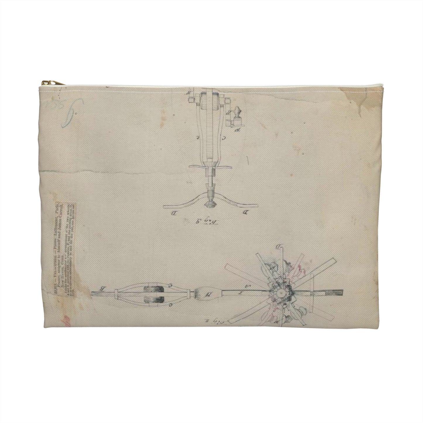 Patent drawing - for Pierre Lallement's Improvement in Velocipedes Public domain  image Large Organizer Pouch with Black Zipper