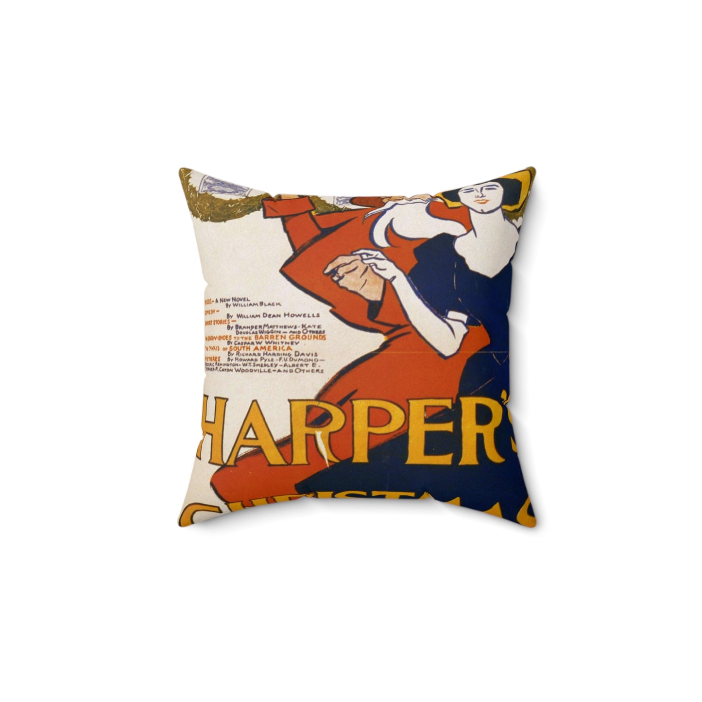 Edward Penfield - Harper's [for] Christmas, Art Nouveau Poster Decorative Accent Square Pillow