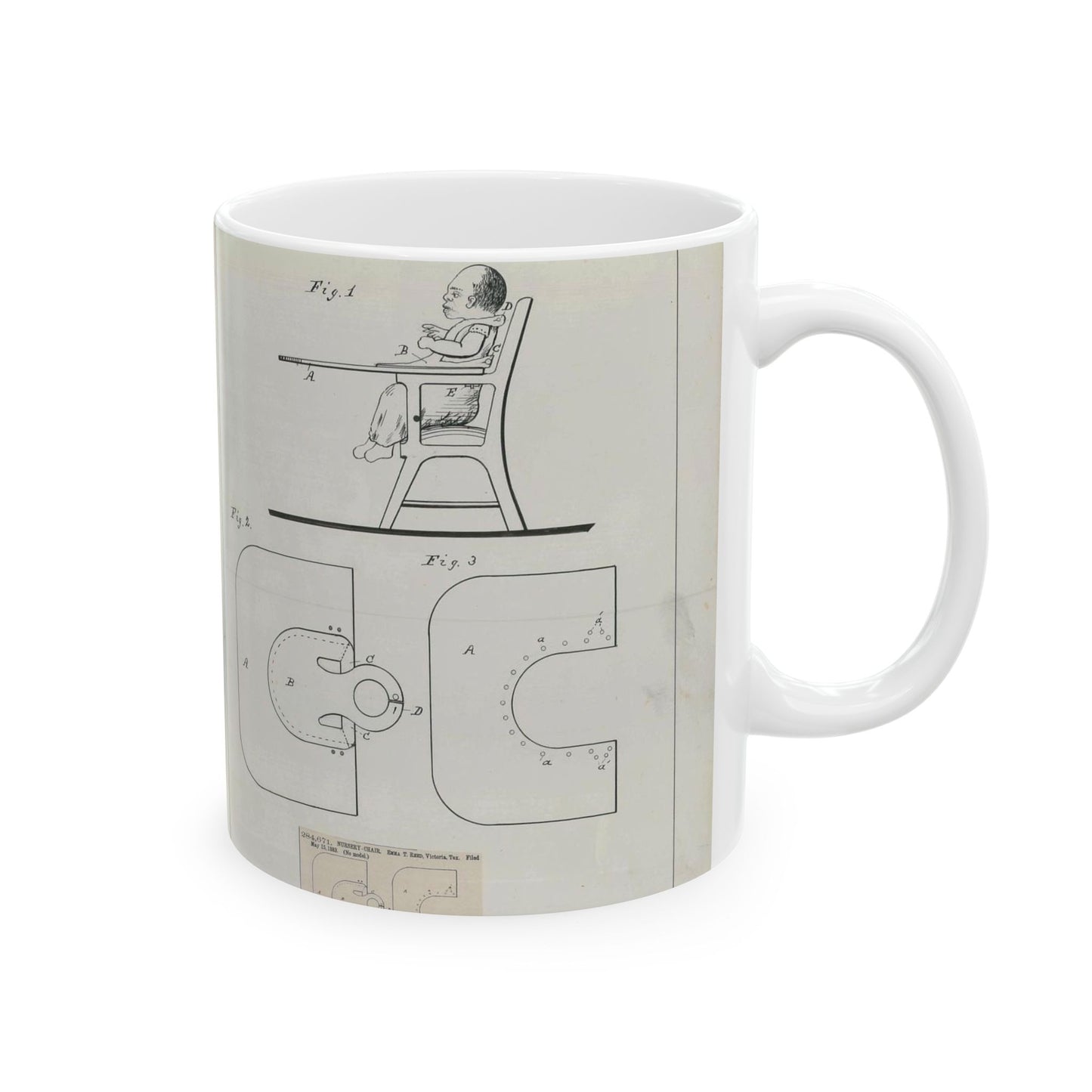 Patent Drawing of Engine - for E. T. Reed's Nursery Chair Public domain  image Beautiful Novelty Ceramic Coffee Mug 11oz
