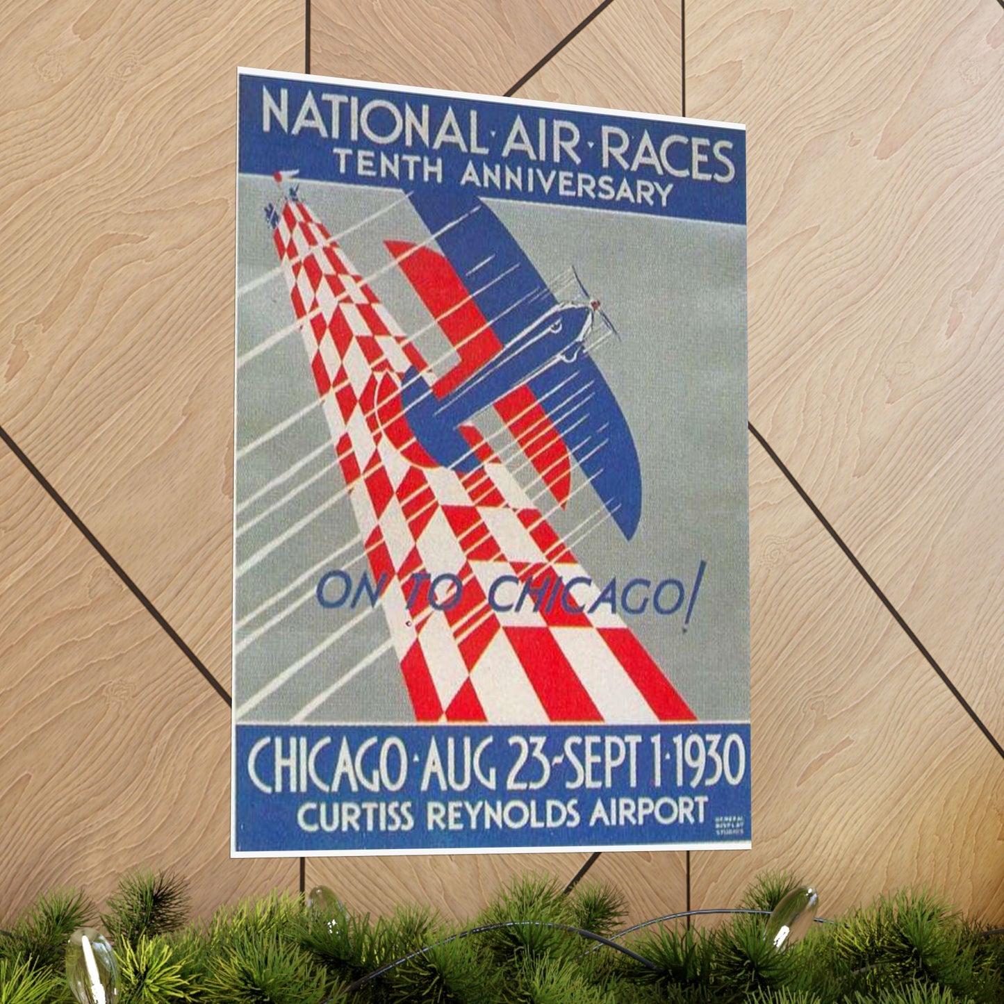 1930 National Air Race poster - Art Deco public domain image High Quality Matte Wall Art Poster for Home, Office, Classroom