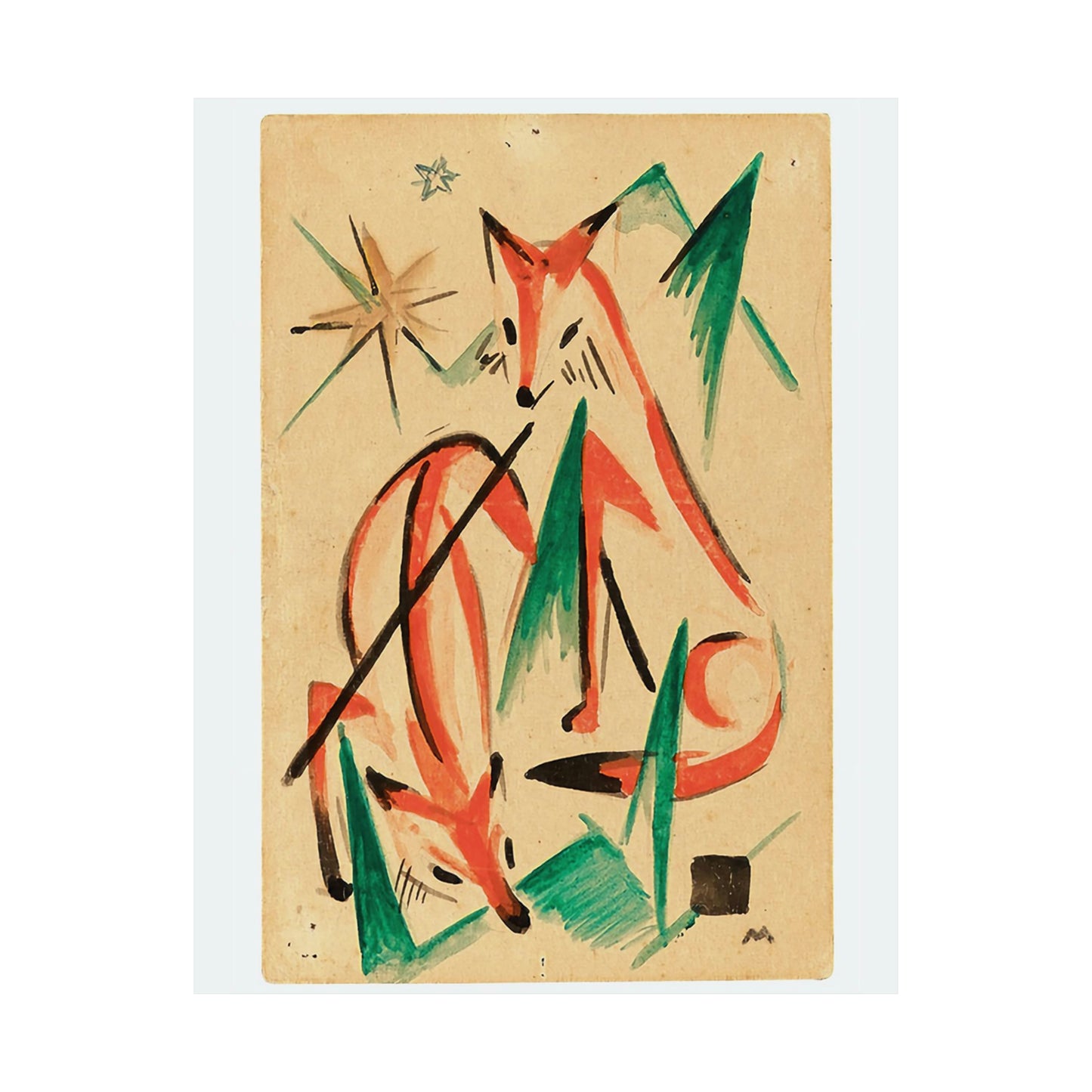 Franz Marc Füchse 1913 - A painting of a fox and a star  - Matte Vertical Posters