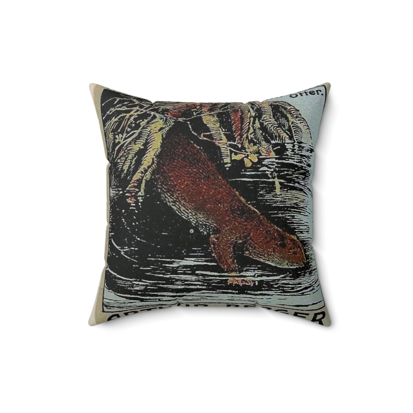 Arthur Berger, fur trader in Leipzig, c. 1910, brand advertisings (07) Decorative Accent Square Pillow