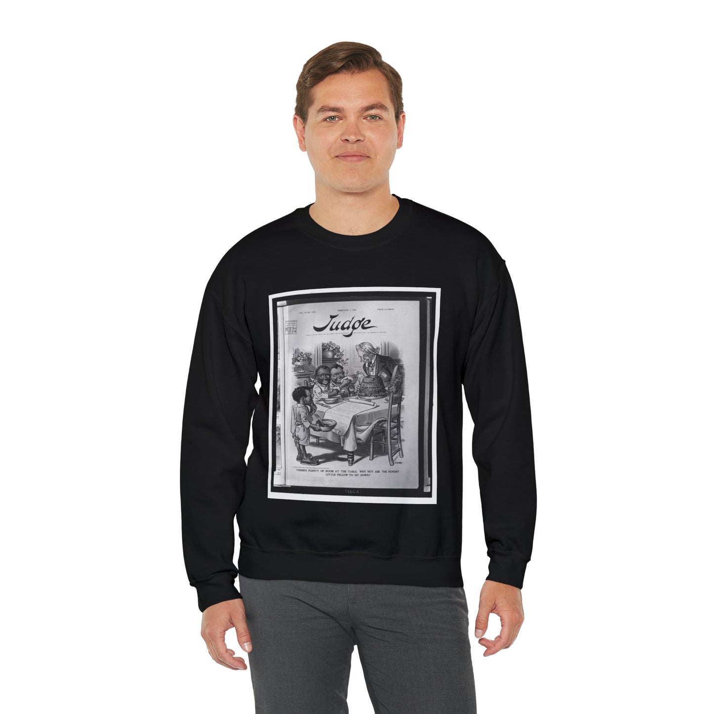 There's plenty of room at the table. Why not ask the hungry little fellow to sit down? / Flohri. Black Heavy Blend Adult Crew Neck SweatShirt