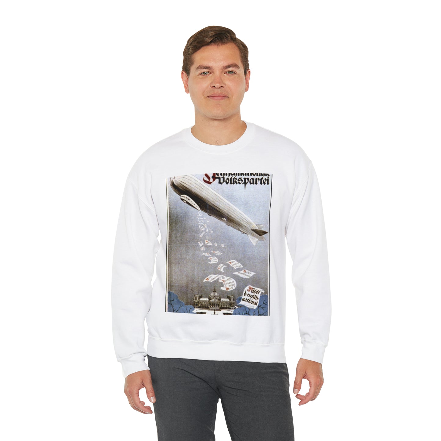 german election poster. oct 1924 -  Deutsche Zeppelin Reederei Company White Heavy Blend Adult Crew Neck SweatShirt