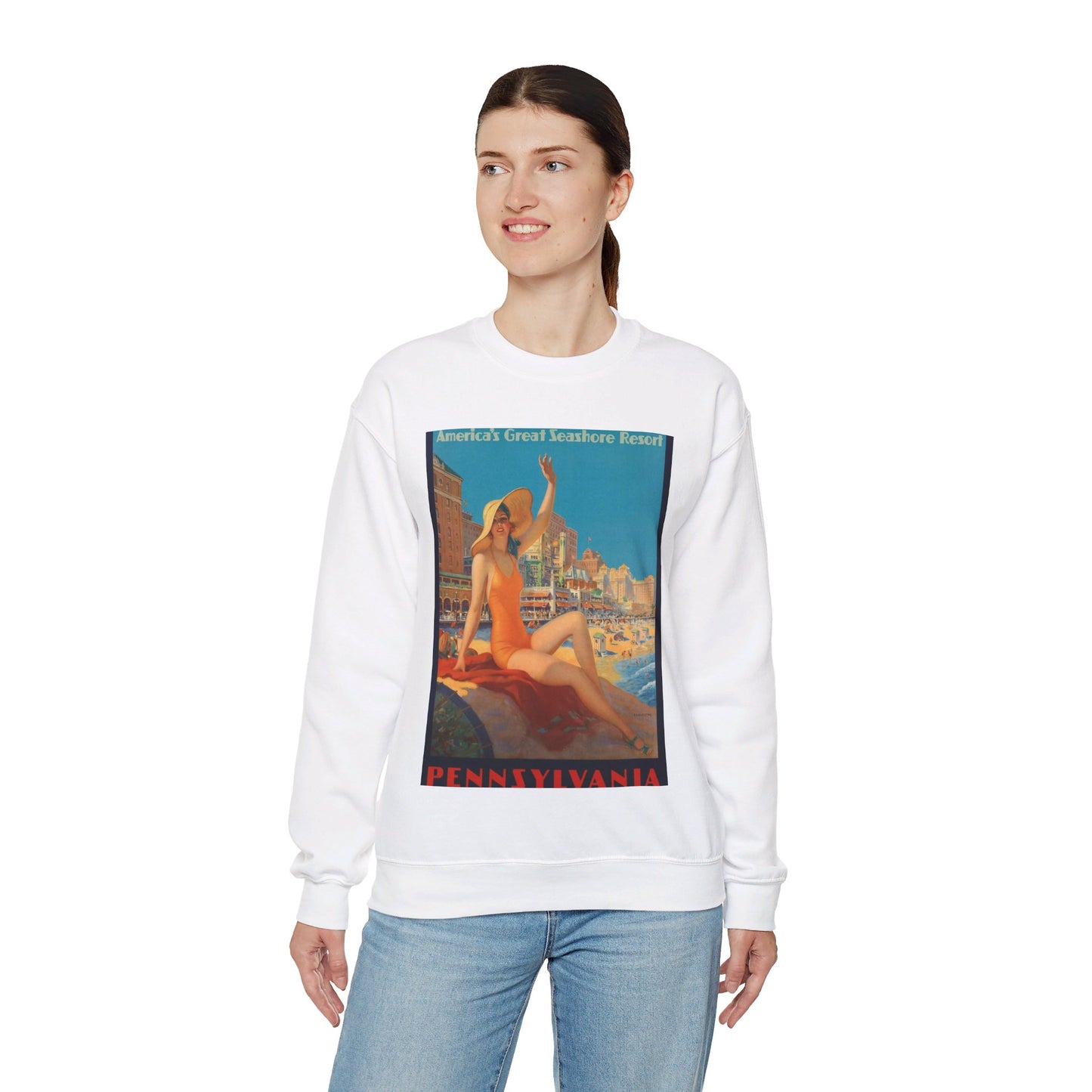 Edward M. Eggleston - Pennsylvania Railroad - Atlantic City, 1935 White Heavy Blend Adult Crew Neck SweatShirt