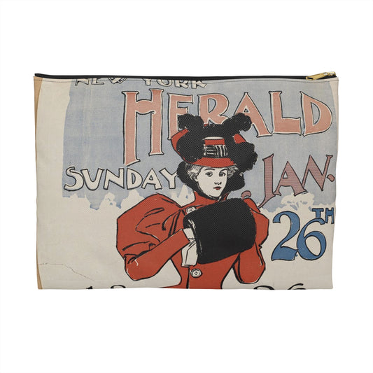 New York herald, Sunday Jan. 26th, 1896 Large Organizer Pouch with Black Zipper