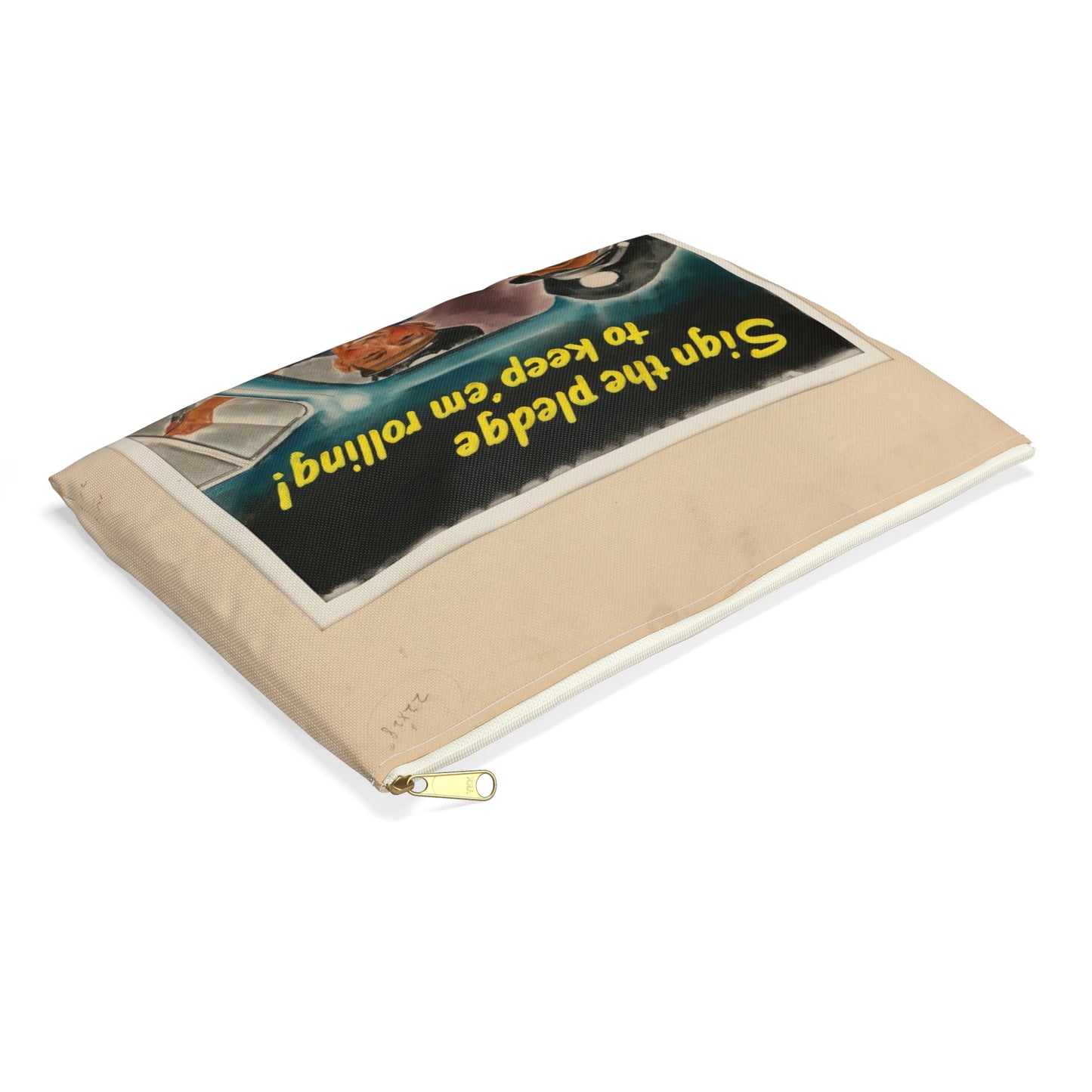 Sign the pledge to keep'em rolling! U.S. Truck Conservation Corps - U.S. Office of Defense Transportation Large Organizer Pouch with Black Zipper