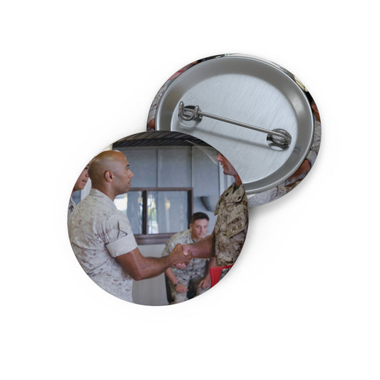 First Sgt. Miguel A. Betancourt III (second from left), Pin Buttons with Crisp Design