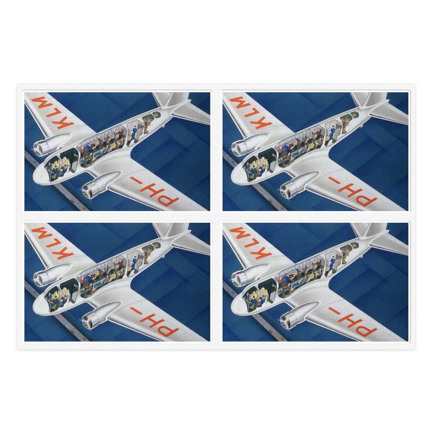 K.L.M. Royal Dutch Airline Fokker- Douglas DC2 To the Continent and the Far East Laminated UV Protective Vinyl Stickers