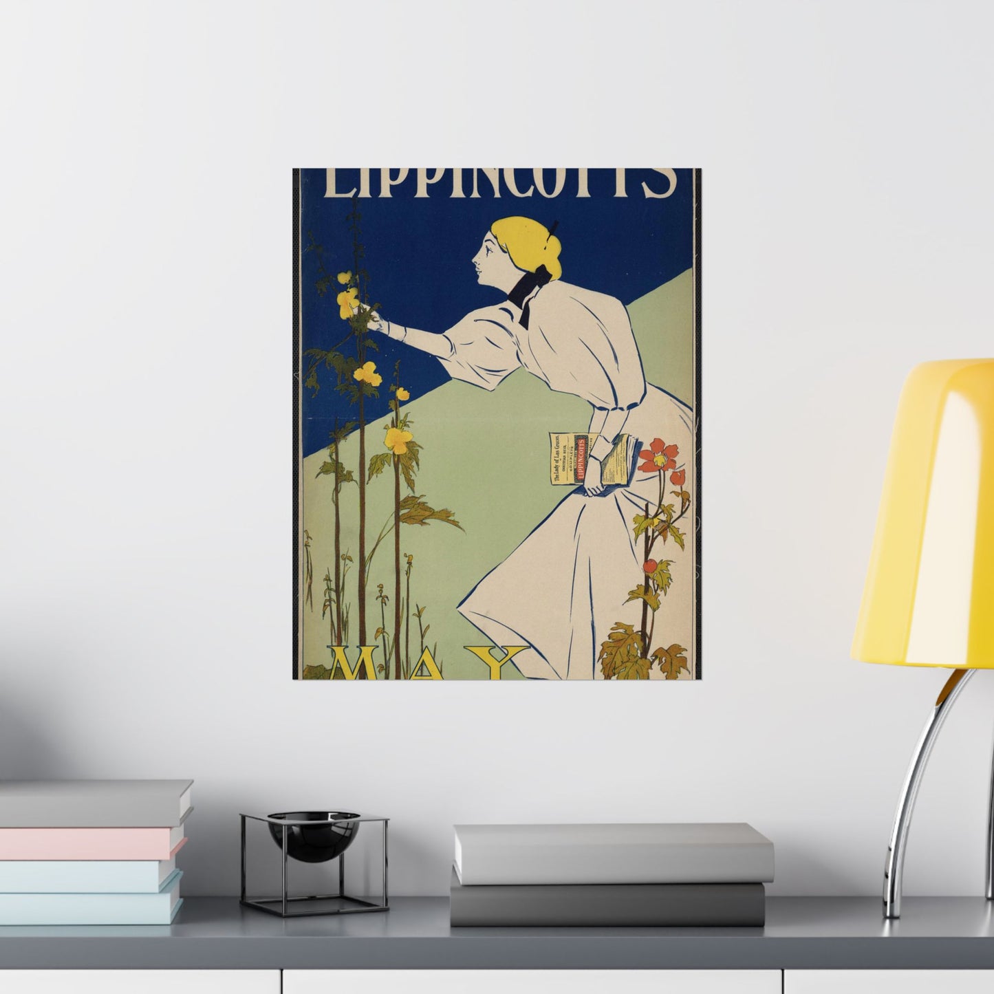 Lippincott's May, Art Nouveau Poster High Quality Matte Wall Art Poster for Home, Office, Classroom