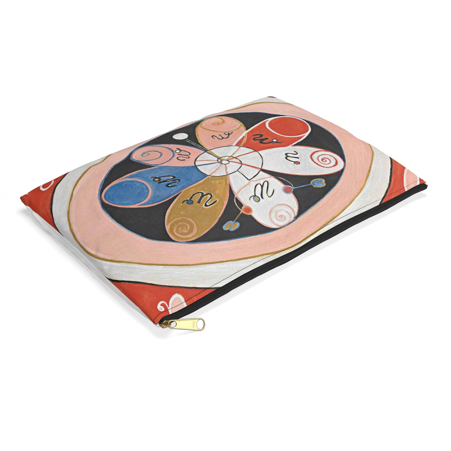 A painting of a colorful flower with writing on it Hilma af Klint - no date - Untitled Large Organizer Pouch with Black Zipper