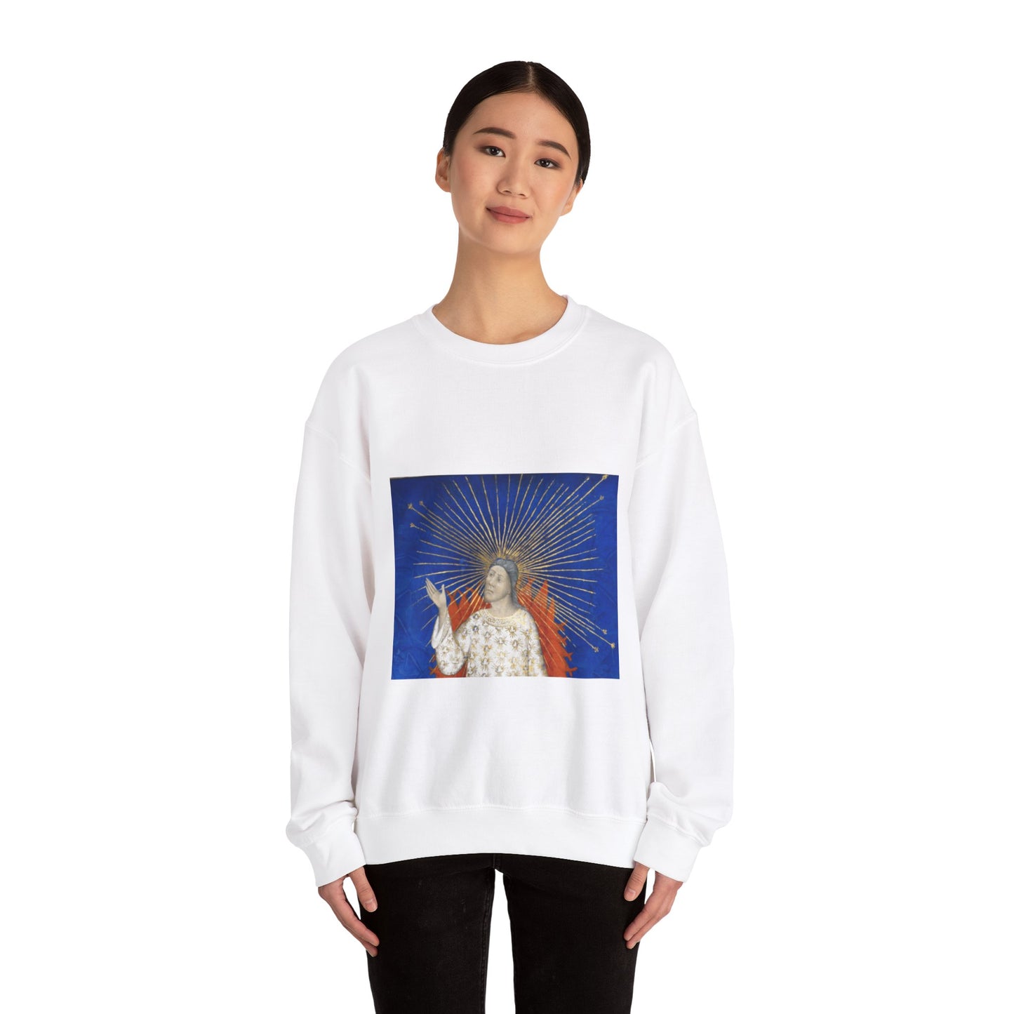 Detail, The Creation - Bible Historiale (c.1411), vol.1, f.3 - BL Royal MS 19 D III (cropped) White Heavy Blend Adult Crew Neck SweatShirt