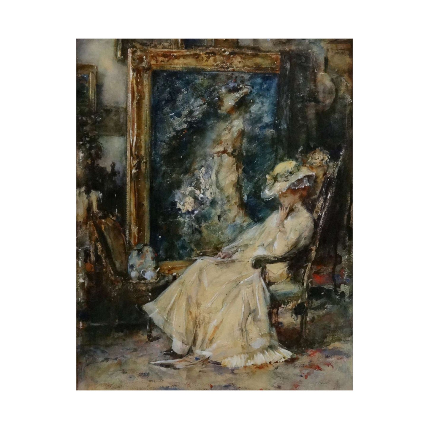 Elegante vrouw in atelier door Albert Roelofs High Quality Matte Wall Art Poster for Home, Office, Classroom