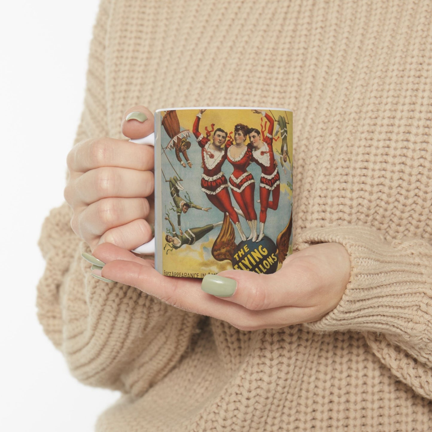 The Barnum & Bailey greatest show on earth, the world's grandest, largest, best, amusement institution. The Flying Dillons in a series of most marvelous mid-air feats and startling performances Beautiful Novelty Ceramic Coffee Mug 11oz