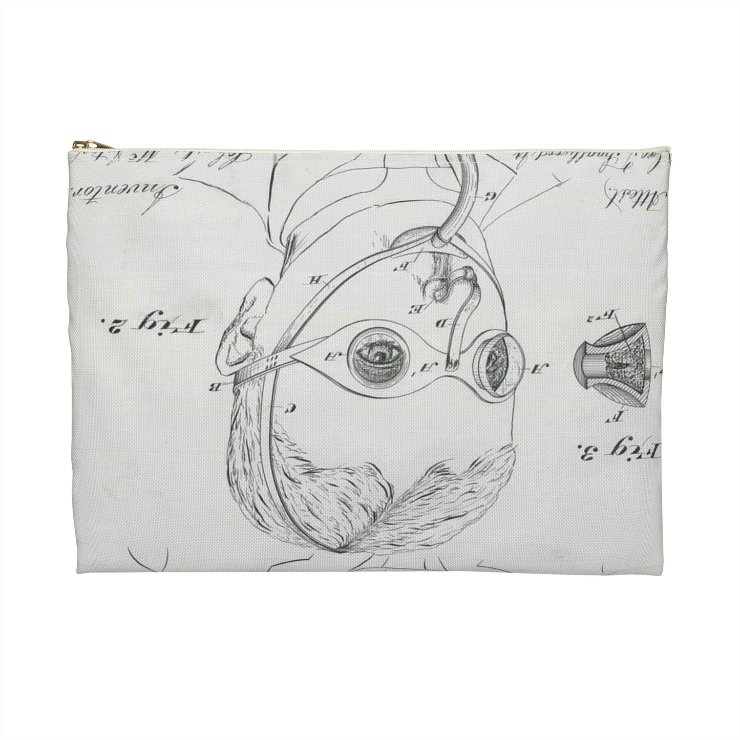 Patent drawing - for C. McIntosh's Fire Mask Public domain  image Large Organizer Pouch with Black Zipper