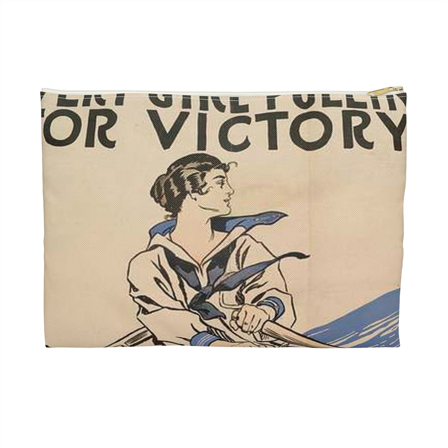 Every Girl Pulling for Victory, Victory Girls United War Work Campaign Large Organizer Pouch with Black Zipper