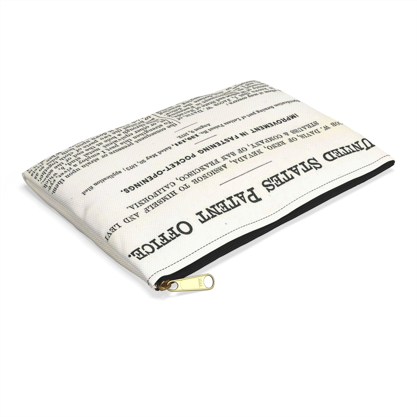 Patent Case File No. 139,121, Improvement in Fastening Pocket Openings, Inventor- Jacob W. Davis - DPLA - afb017b06366ded5b3d9735cb413b735 (page 29) Large Organizer Pouch with Black Zipper