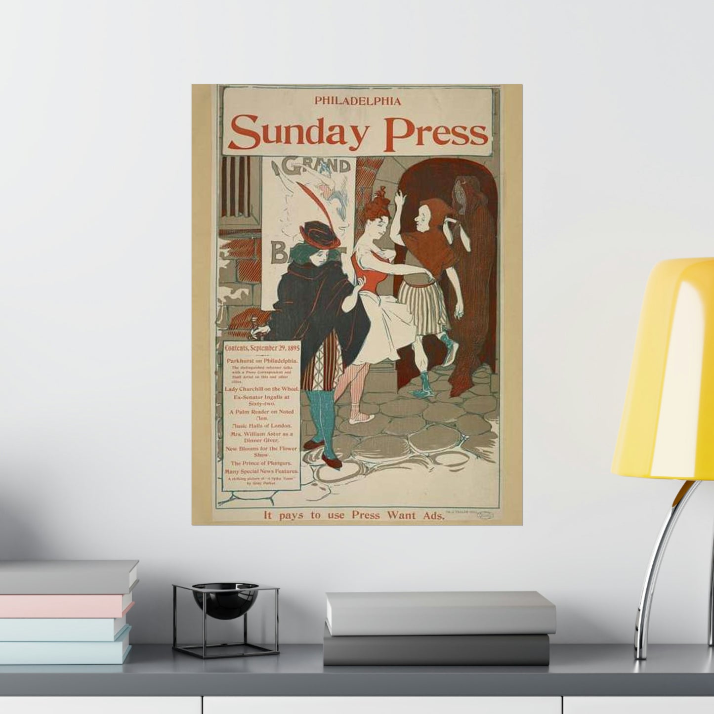 Philadelphia Sunday press. September 29, 1895. High Quality Matte Wall Art Poster for Home, Office, Classroom