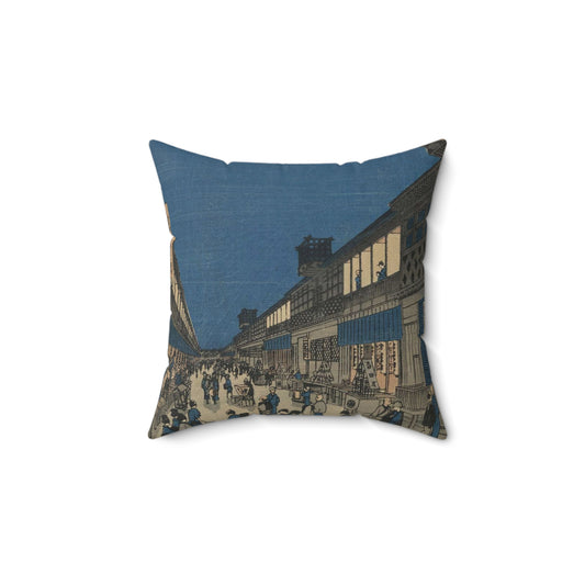 Utagawa Hiroshige - Saruwaka-machi yoru no kei Decorative Accent Square Pillow