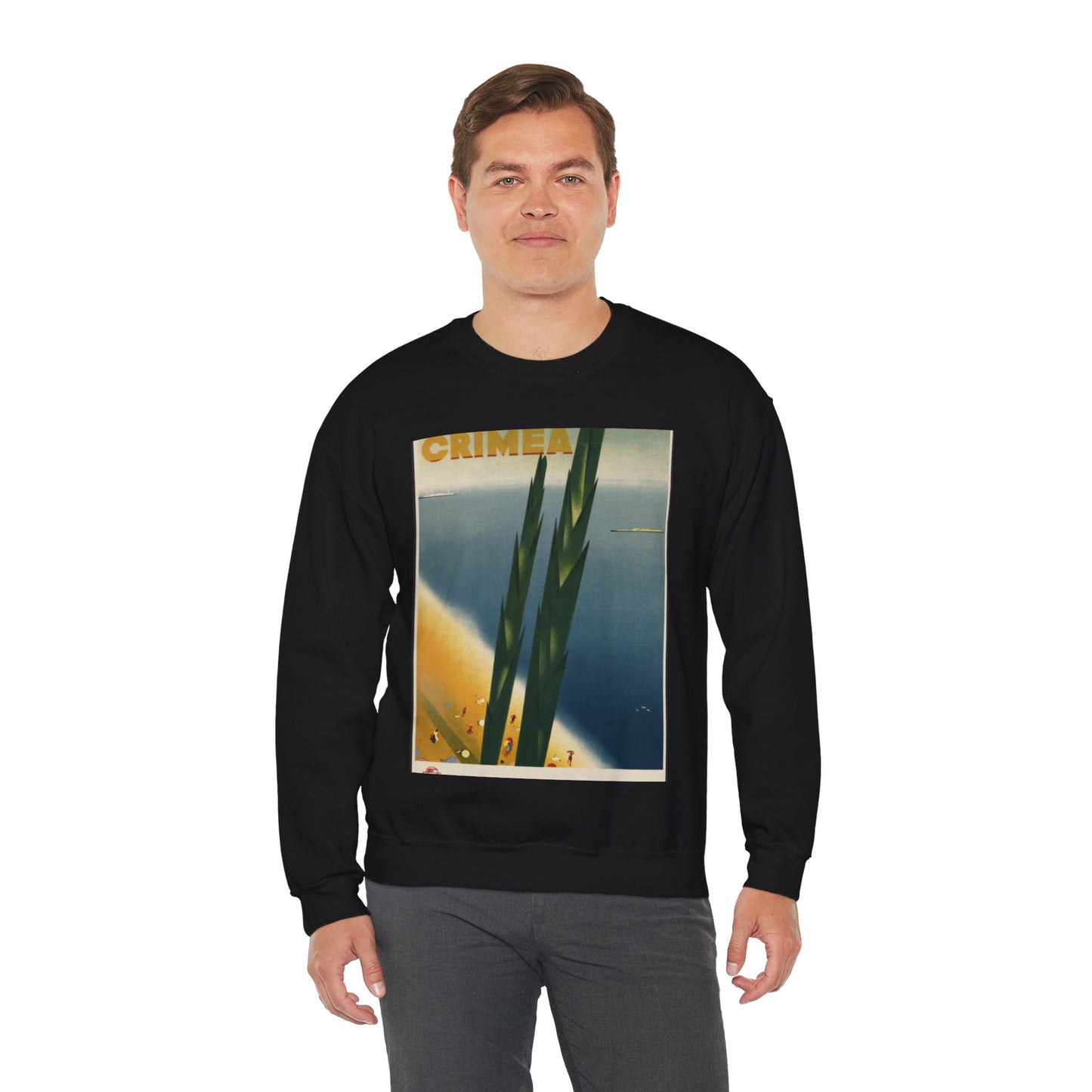 Crimea. Vintage Travel Poster., Art Deco Poster Black Heavy Blend Adult Crew Neck SweatShirt