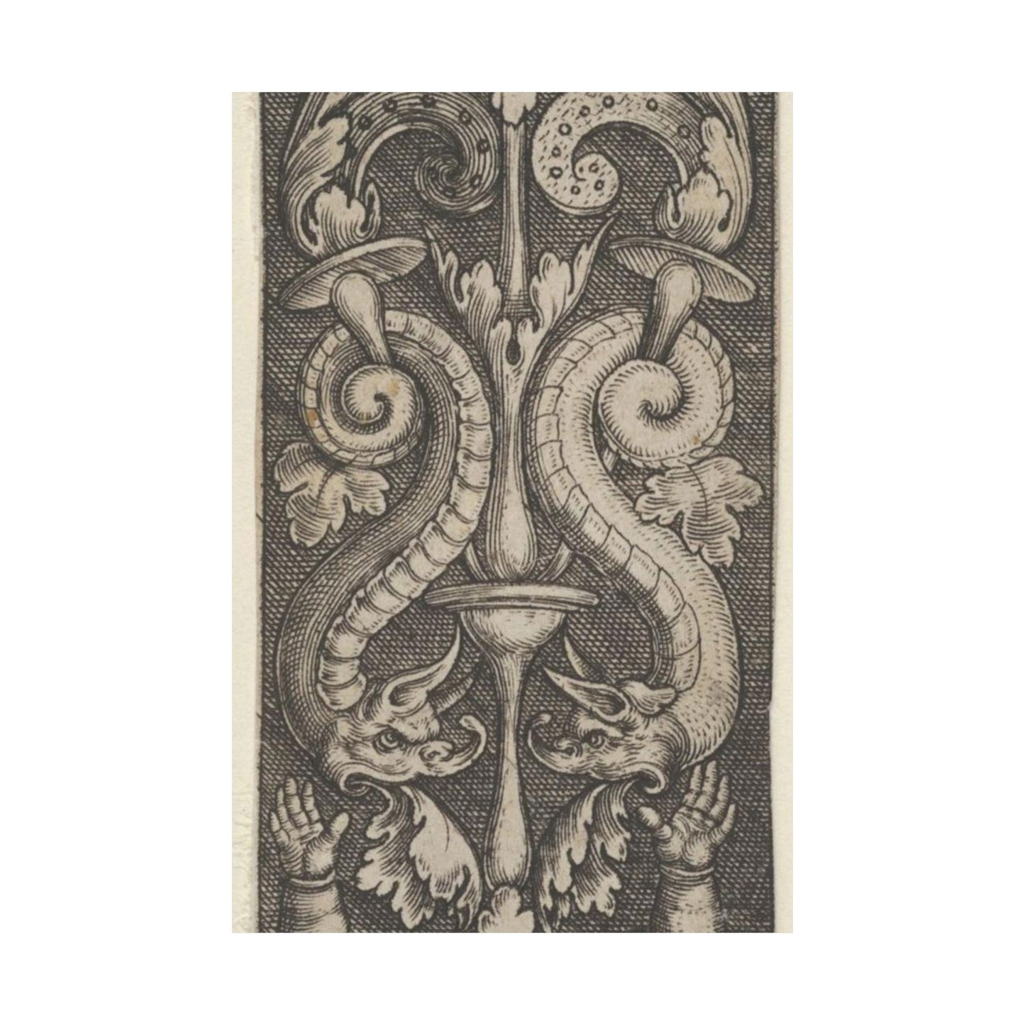Vertical Panel with a Candelabrum Stemming from a Leaf-Faced Grostesque at Bottom High Quality Matte Wall Art Poster for Home, Office, Classroom