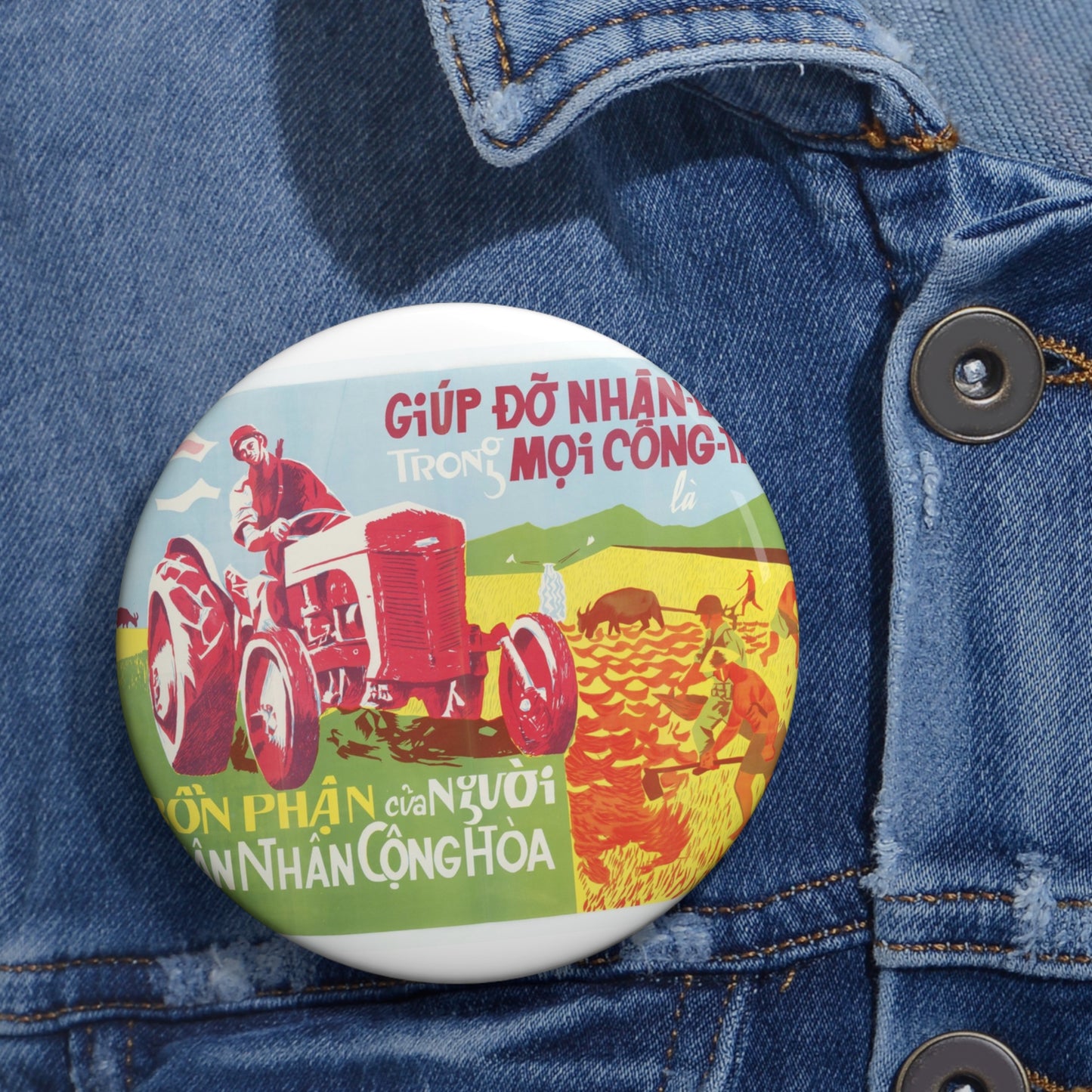 Army Helps People, United States information service propaganda Pin Buttons with Crisp Design