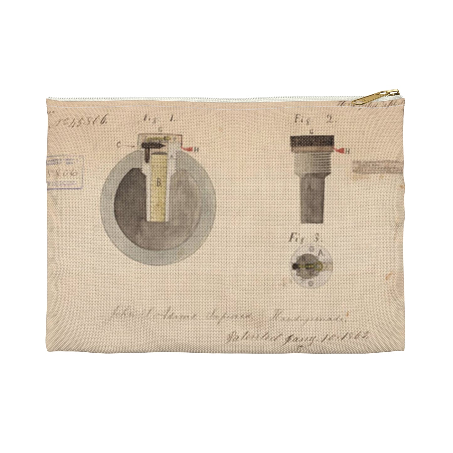 Patent drawing - Drawing of Improved Hand Grenade Public domain  image Large Organizer Pouch with Black Zipper
