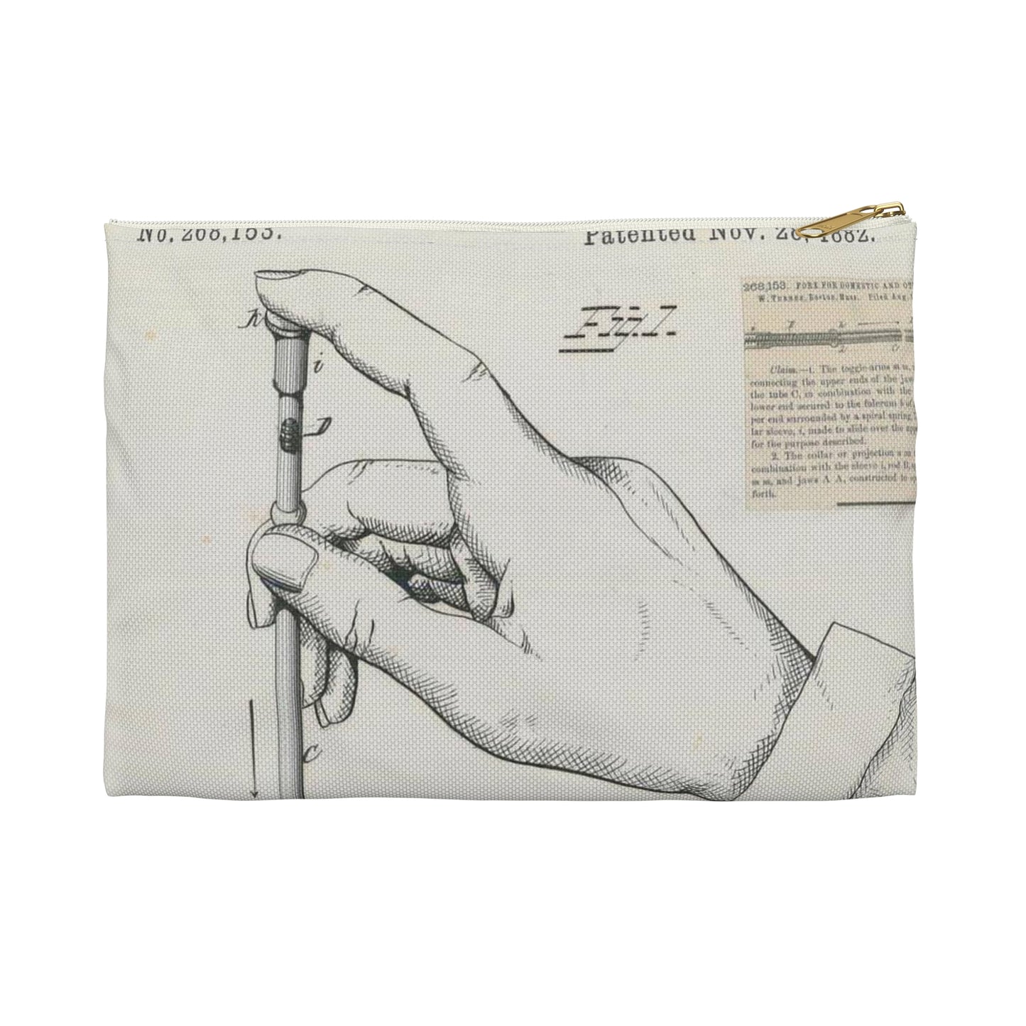 Patent drawing - for R. W. Turner's Fork for Domestic and Other Uses Public domain  image Large Organizer Pouch with Black Zipper