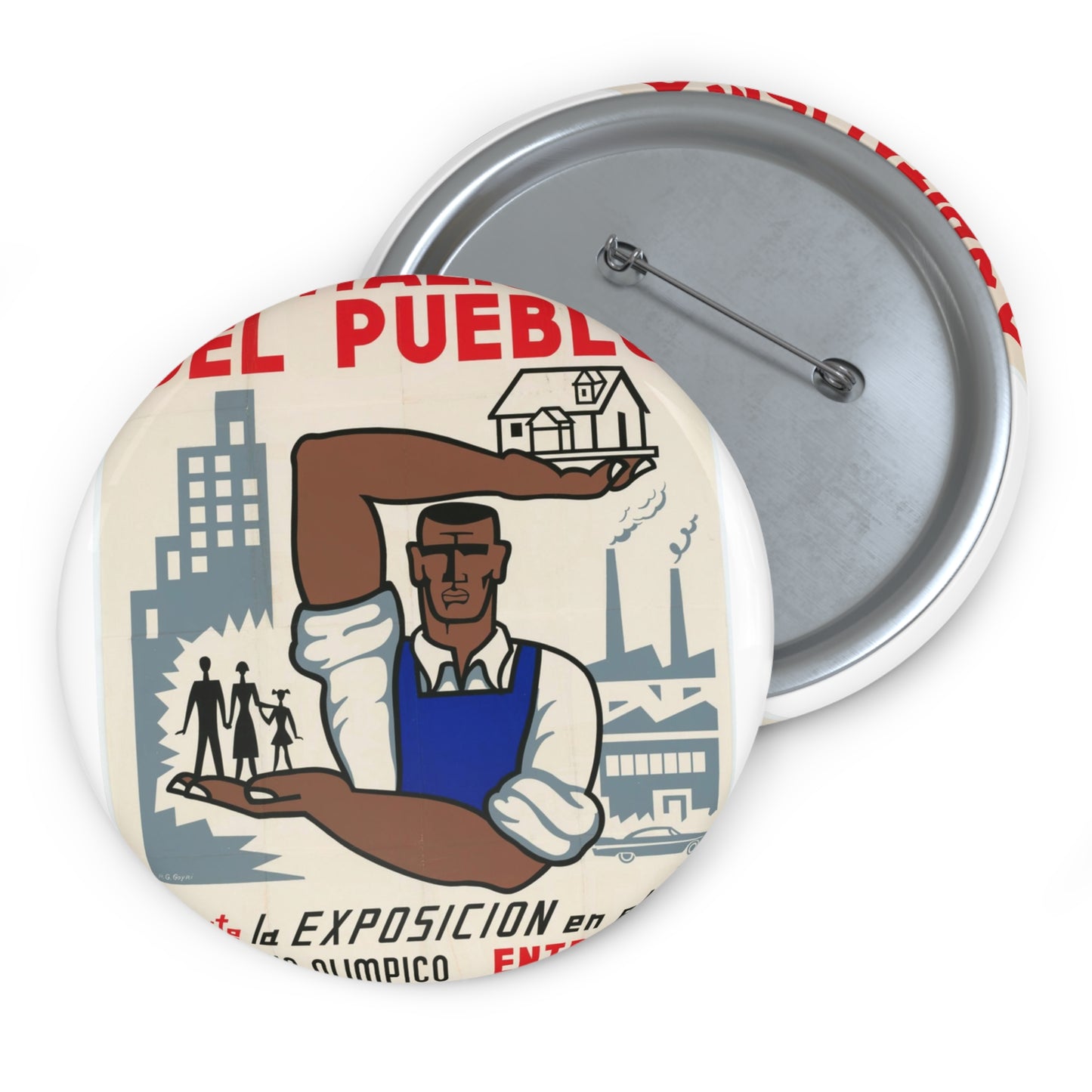 People's Capitalism Poster, United States information service propaganda Pin Buttons with Crisp Design