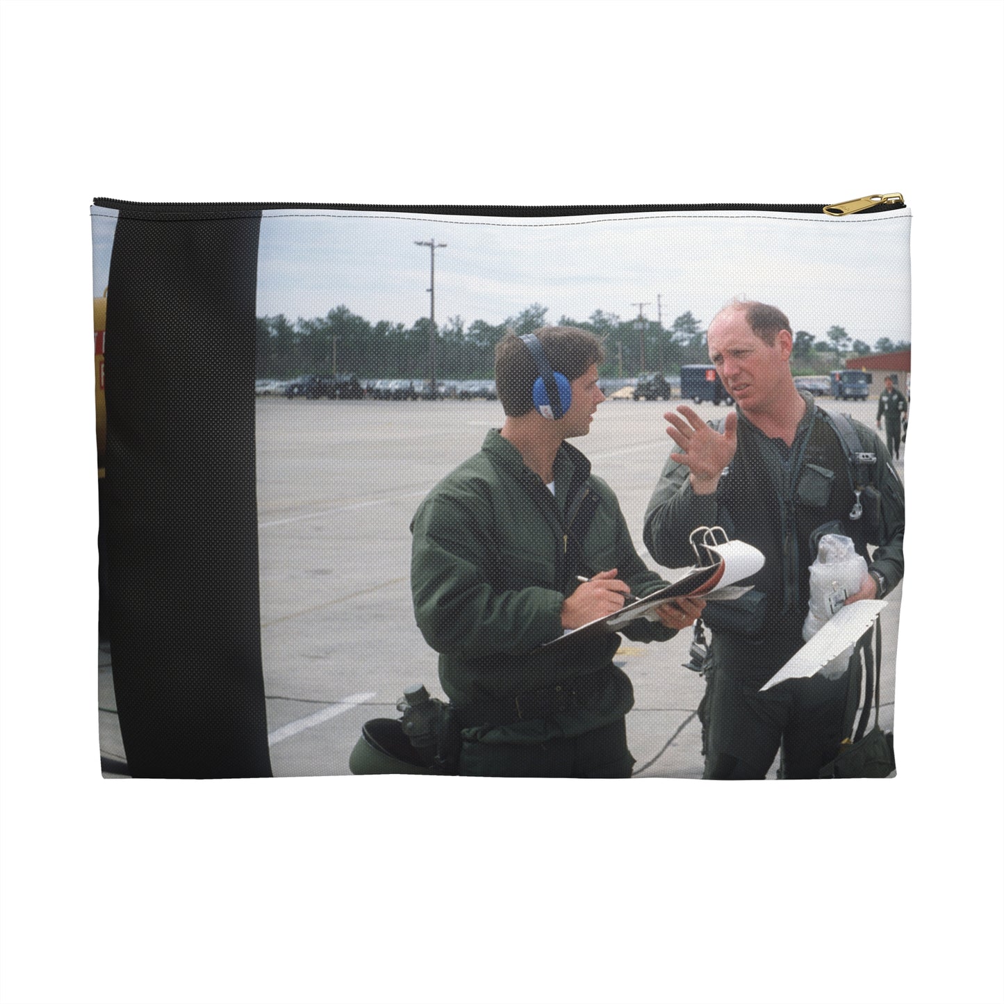 Colonel Tom Barber (right), director of operations, 33rd Tactical Fighter Wing (33rd TFW) is debriefed by First Lieutenant Robert M. Haire (left), intelligence officer, 33rd TFW Large Organizer Pouch with Black Zipper