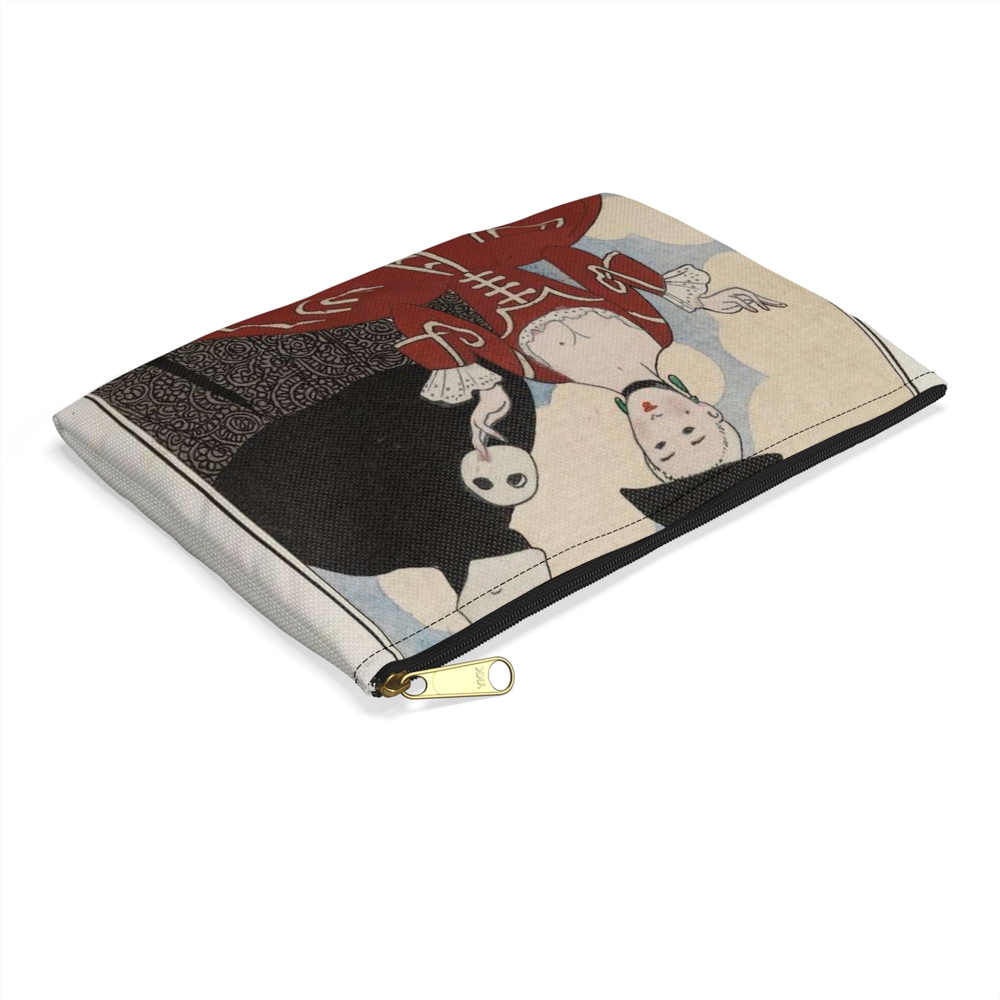 Fancy dress (Travestissement d'aprés Longhi - Robe de damas galonnée de blanc sur laquelle on jettera une baiite de taffetas noir et de dentelle) (CBL WEp 0847) Large Organizer Pouch with Black Zipper
