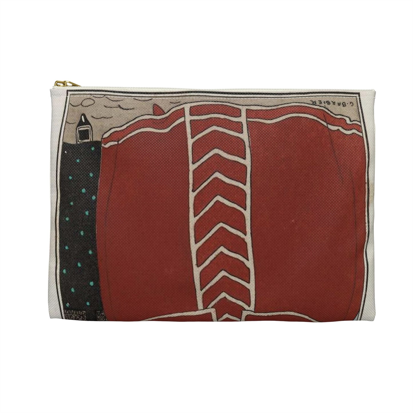 Fancy dress (Travestissement d'aprés Longhi - Robe de damas galonnée de blanc sur laquelle on jettera une baiite de taffetas noir et de dentelle) (CBL WEp 0847) Large Organizer Pouch with Black Zipper