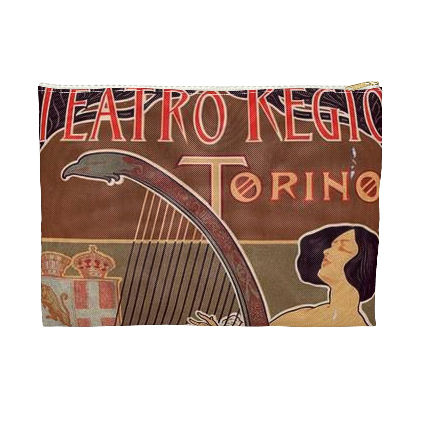 Affiche italienne pour le "Théâtre royal de Turin" Large Organizer Pouch with Black Zipper