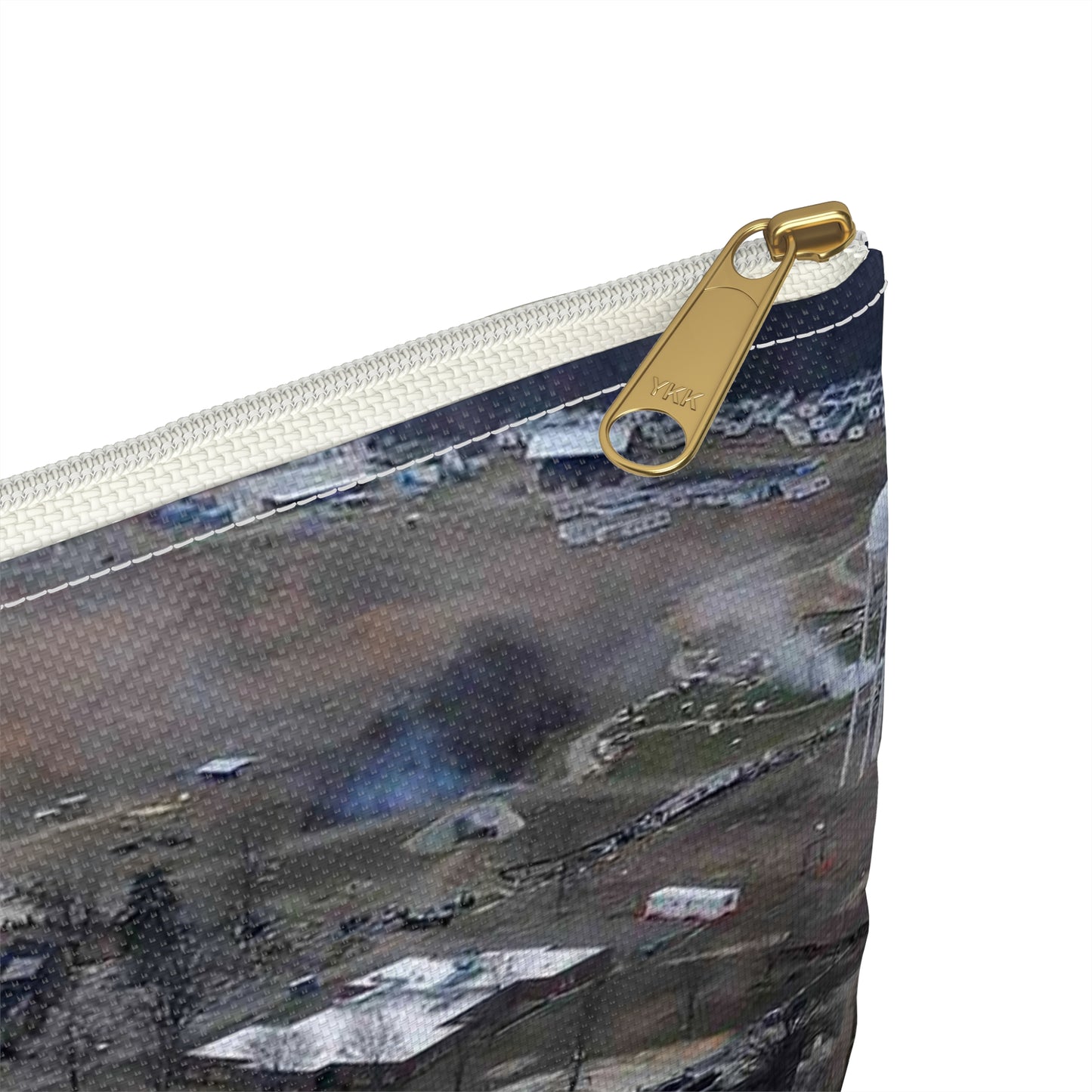 An aerial view of the Muscatatuck Urban Training Center Large Organizer Pouch with Black Zipper