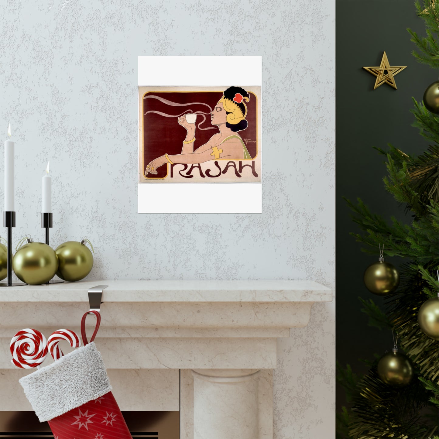 Poster - Rajah, Art Nouveau Poster - Public domain lithograph High Quality Matte Wall Art Poster for Home, Office, Classroom
