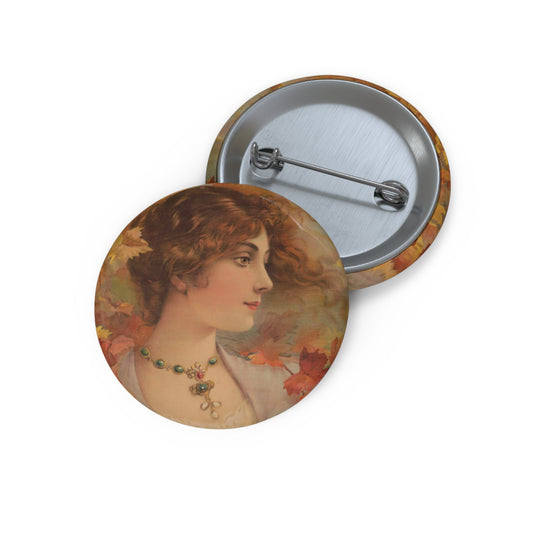 Autumn - Print, Library of Congress collection Pin Buttons with Crisp Design