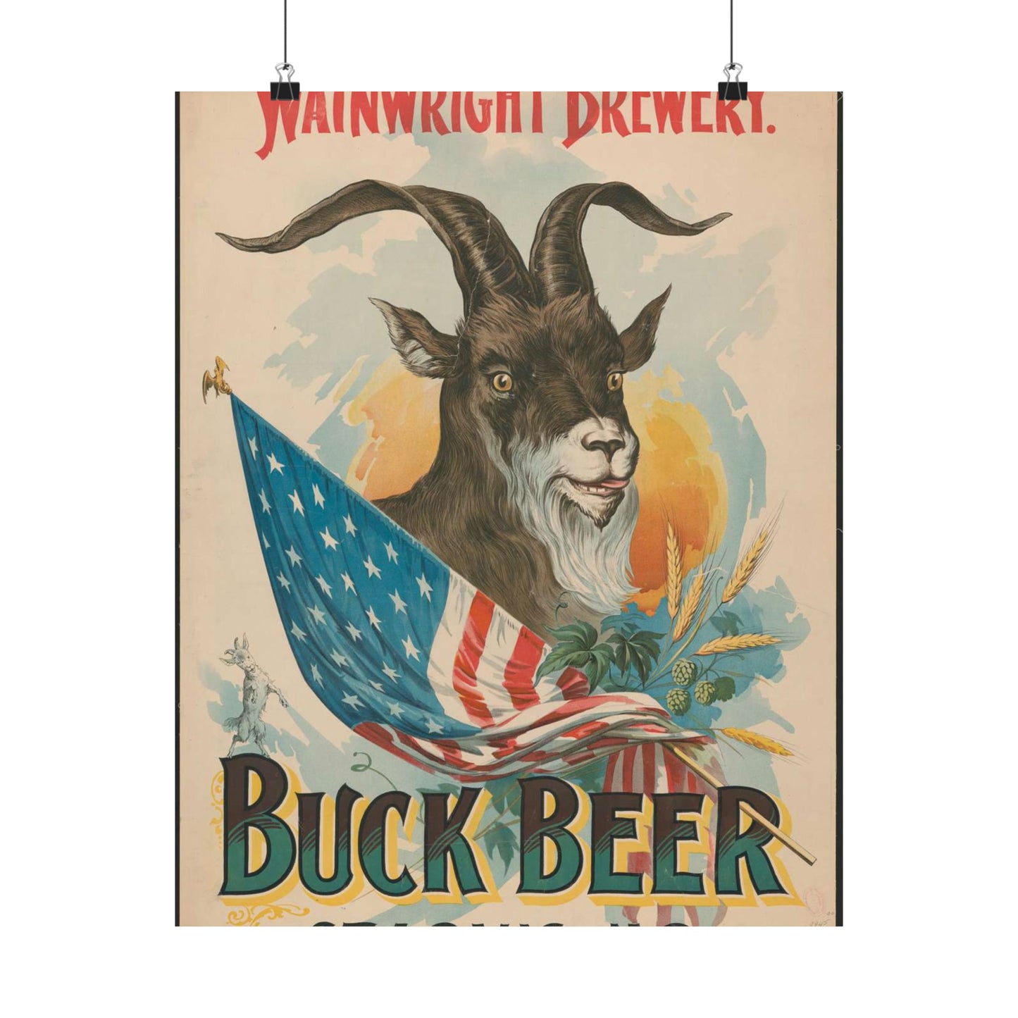 Wainwright Brewery, Buck Beer, St. Louis, MO High Quality Matte Wall Art Poster for Home, Office, Classroom